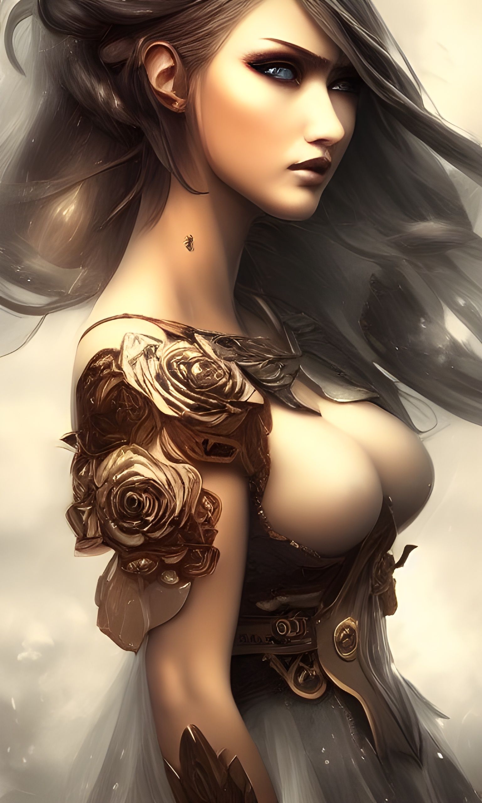 Halloween Woman with Roses, Digital Art