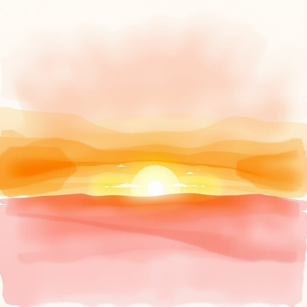 Watercolor Sunset with Dreamy Color Fields