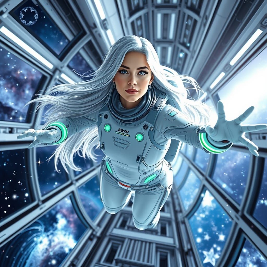 Serene Space Commander Radiates Confidence in Zero-Gravity E...