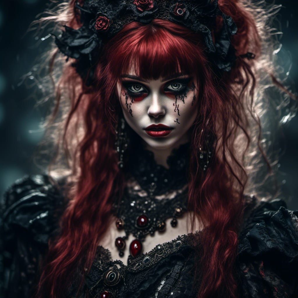 Grunge Goth Portrait in Dark Academia Style