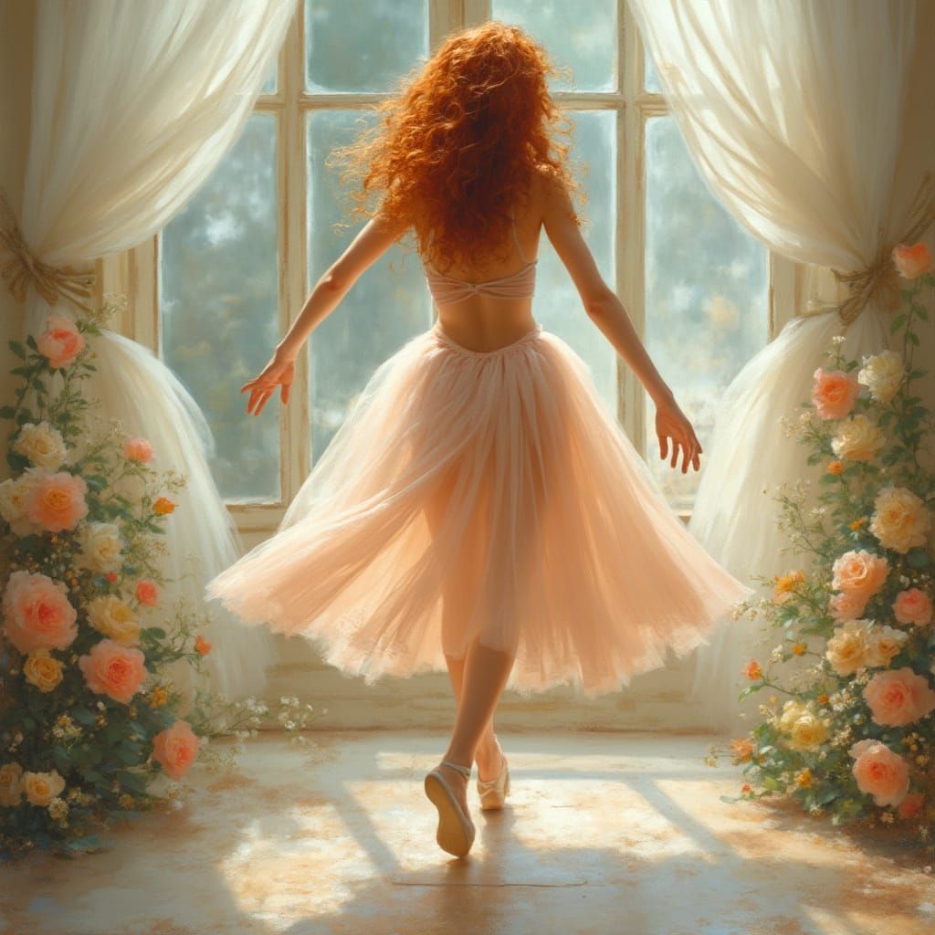 Ethereal Ballerina in Whimsical Impressionist Setting
