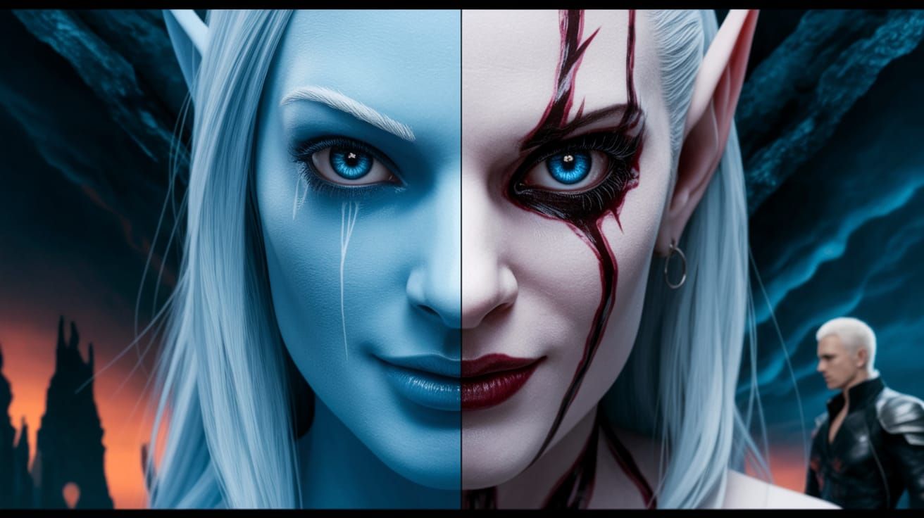 Blue-Skinned Demon Woman: Pandora and Lilith Composite