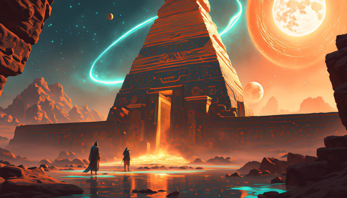 Ethereal Fantasy Temple Under Celestial Light