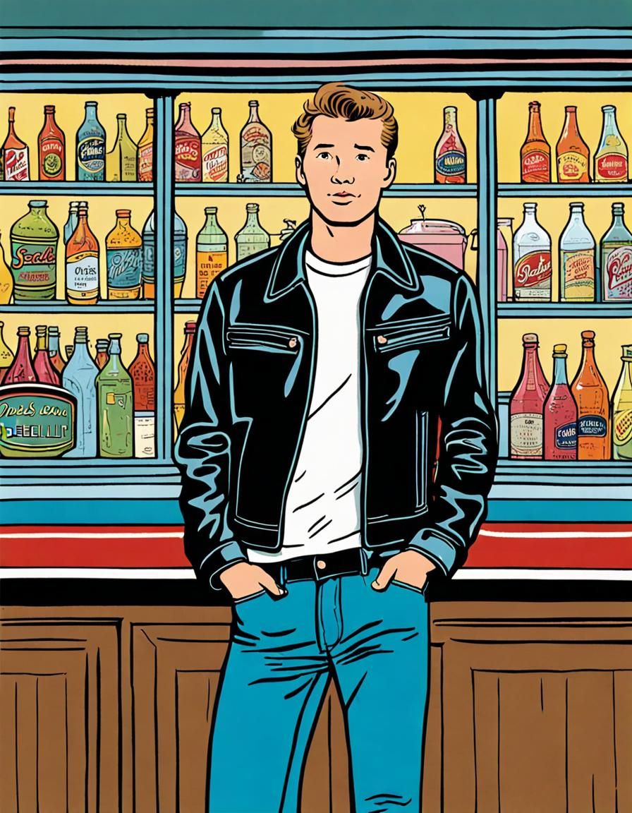 Smug Young Man in Hergé Comic Style