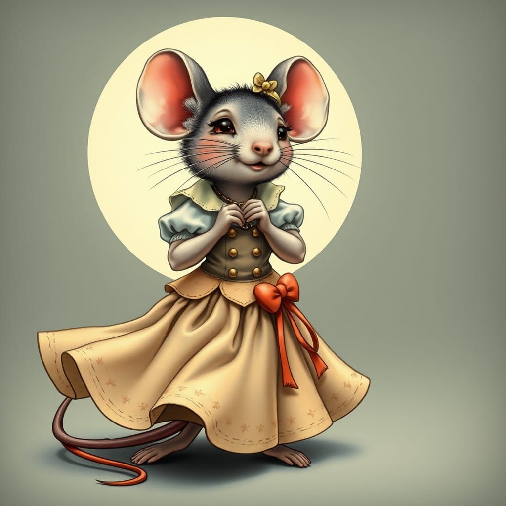 Mouse Pin-Up in Art Nouveau Style