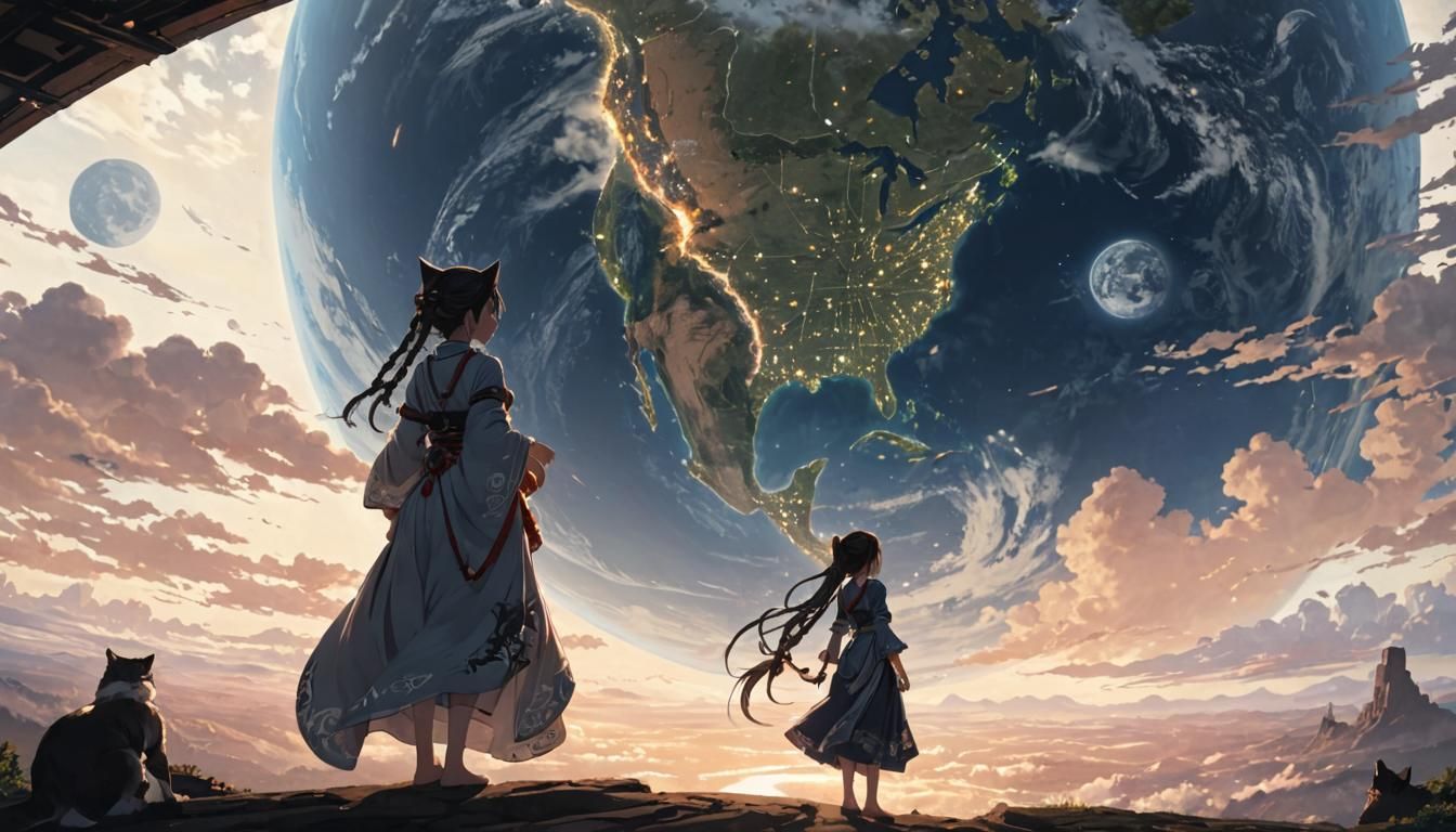 Fantasy Earth Portal in Ukiyo-e Anime Style