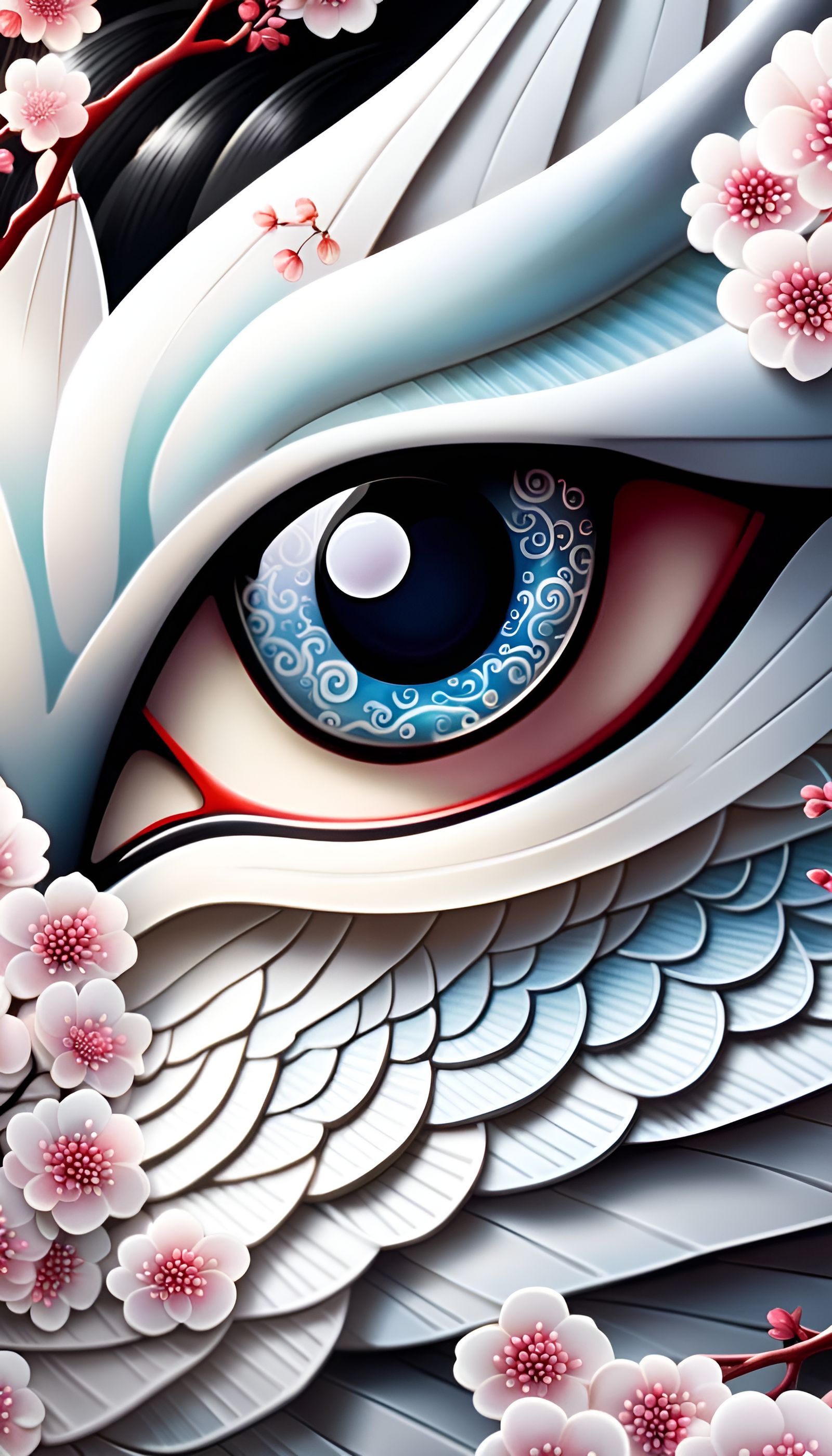 Opalescent Dragon Eye Close-Up in Surreal Style