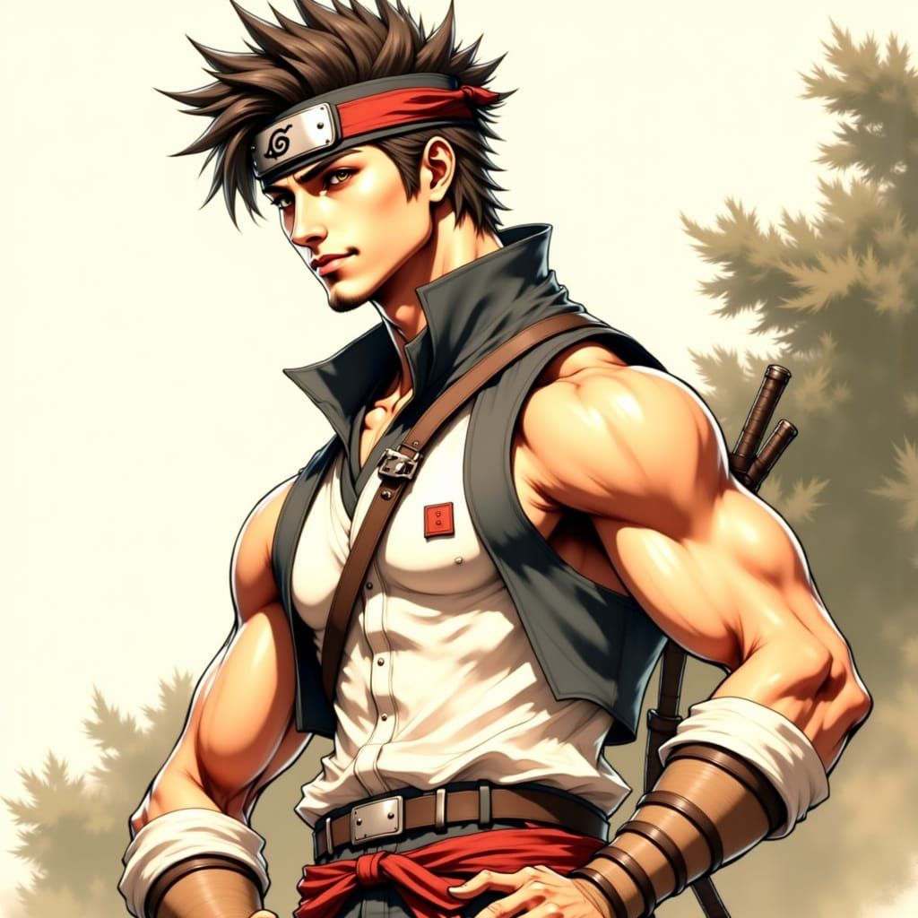 Confident Anime Warrior in Iconic Inuzuka Clan Outfit