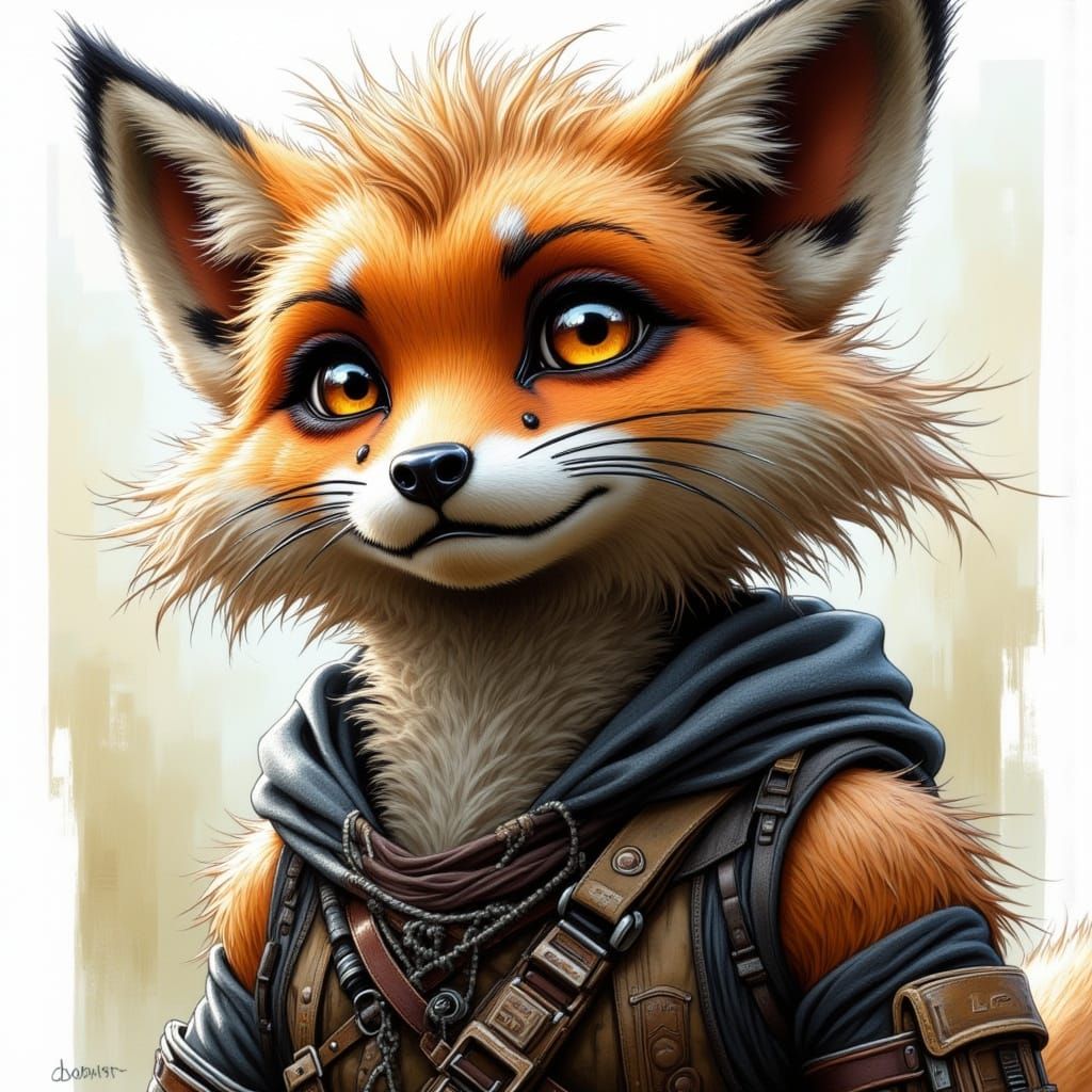 Cyberpunk Fox-Like Humanoid in a Gritty Urban Setting
