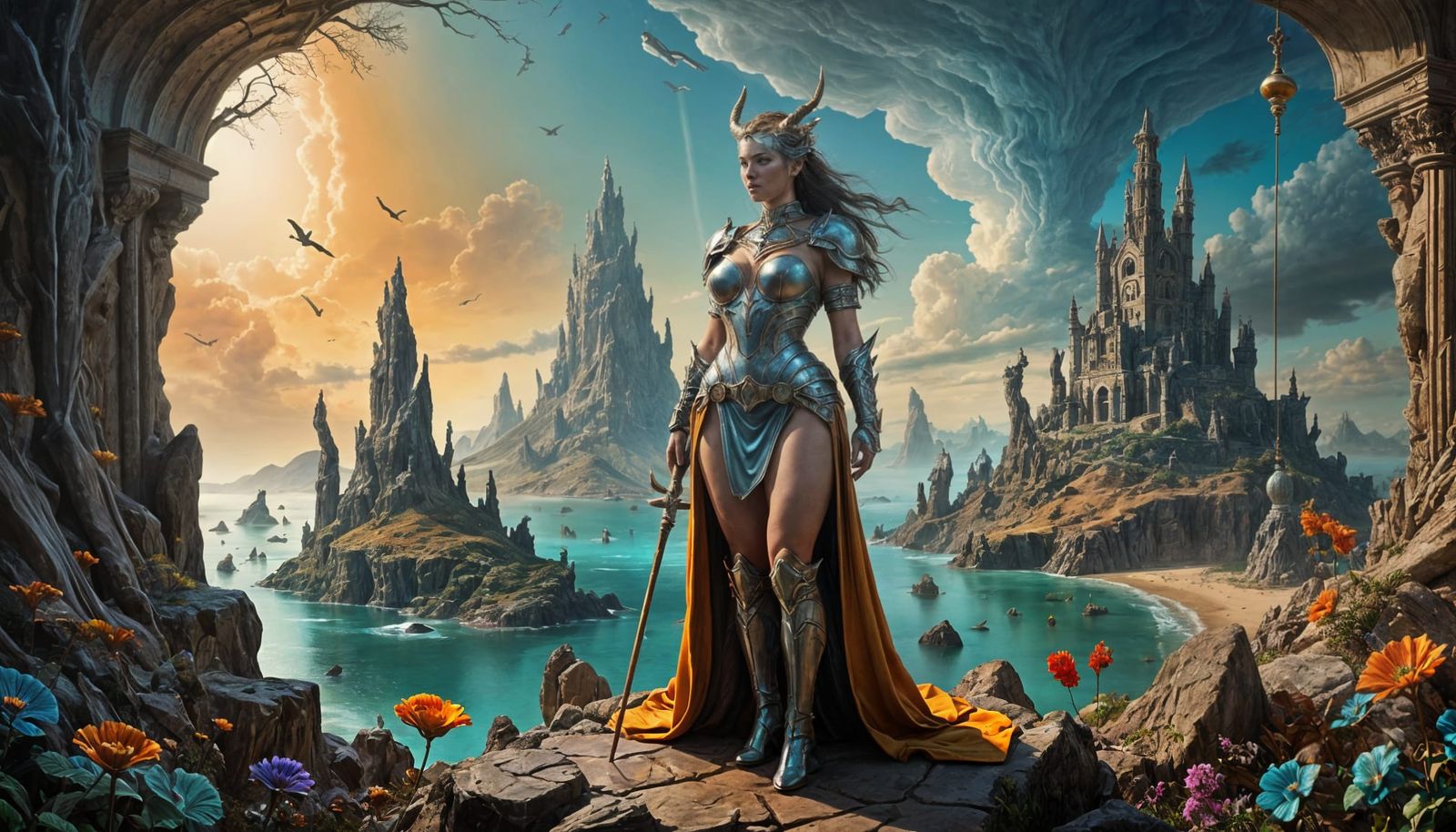 Fantasy Barbarian in Surreal Landscape