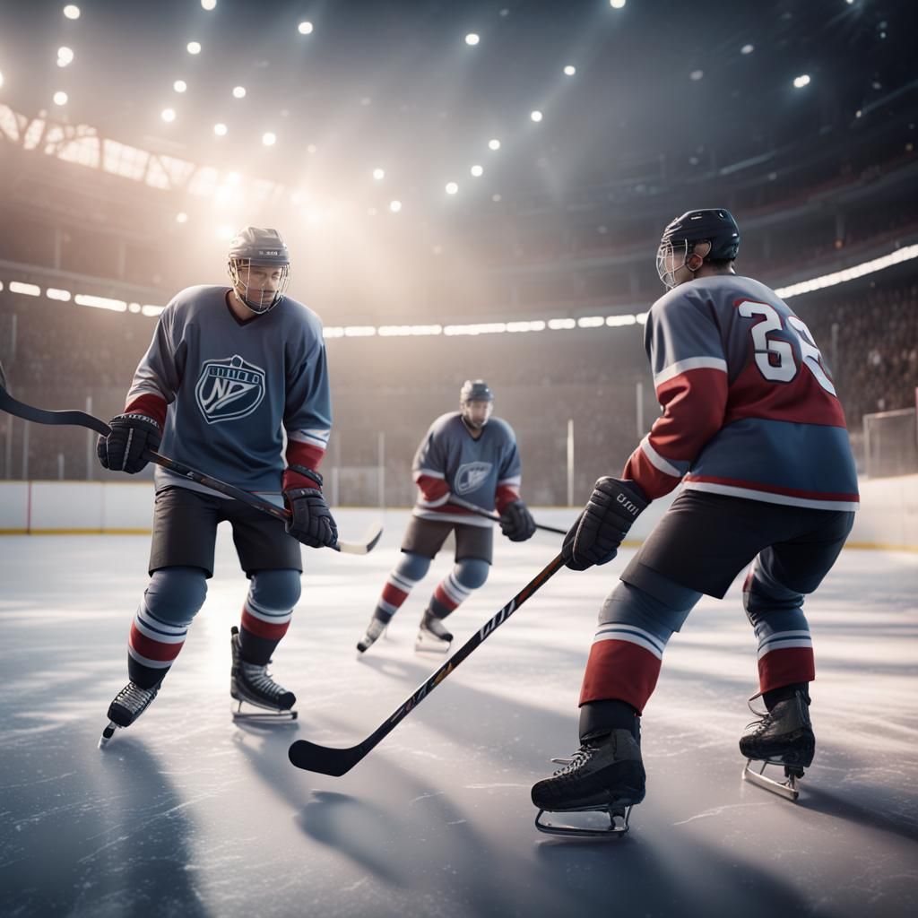 Ice Hockey Players: Detailed Matte Painting