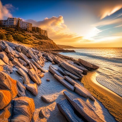 Mediterranean Beach Scene in HDR