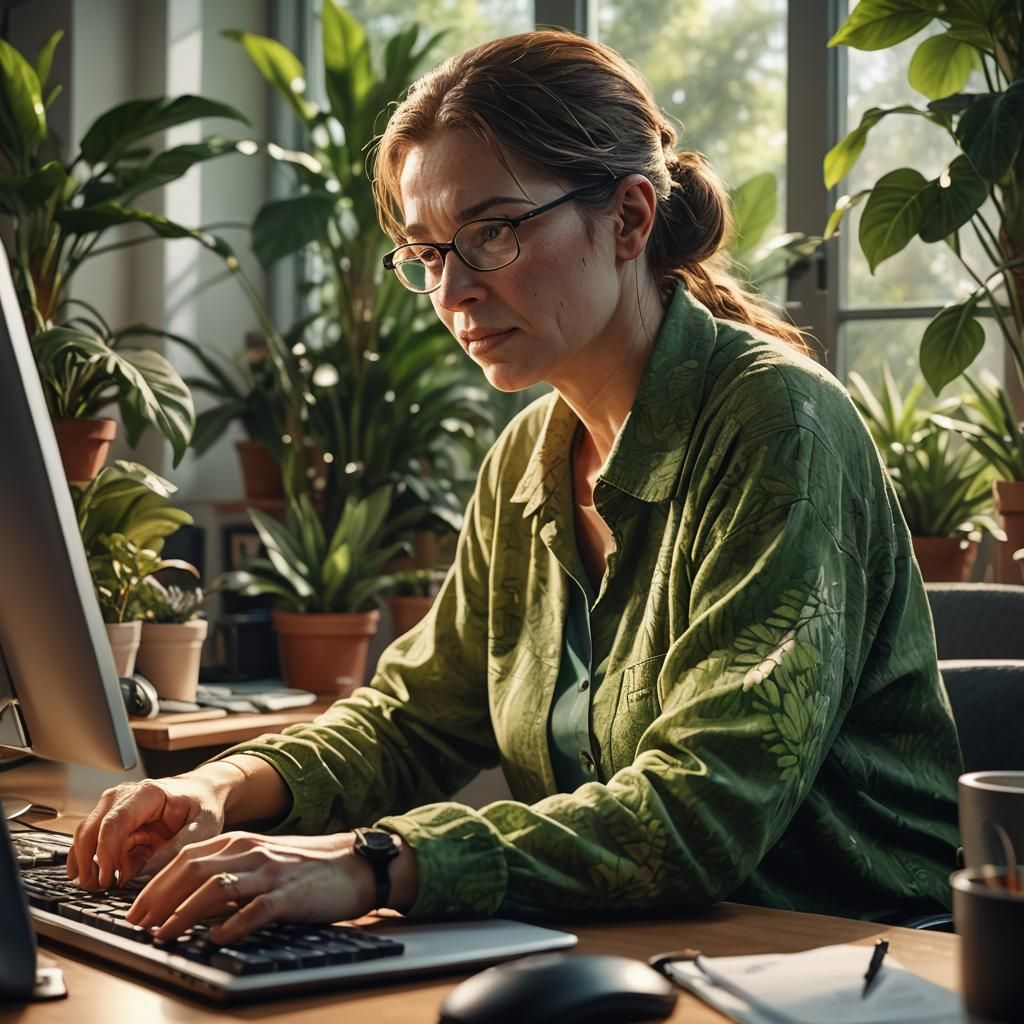 Disabled IT Professional Working at Home in Photorealistic S...