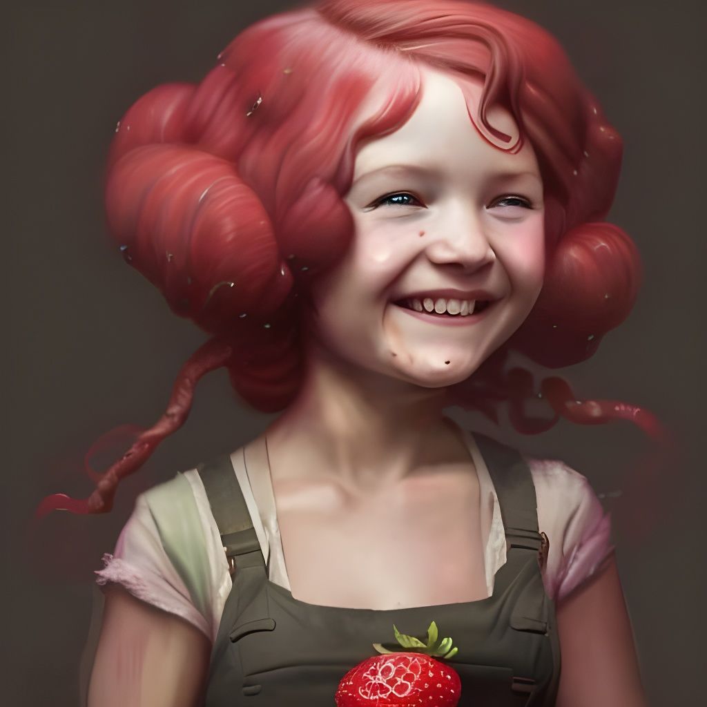 Strawberry Shortcake Chibi Portrait in Fantasy Art Style