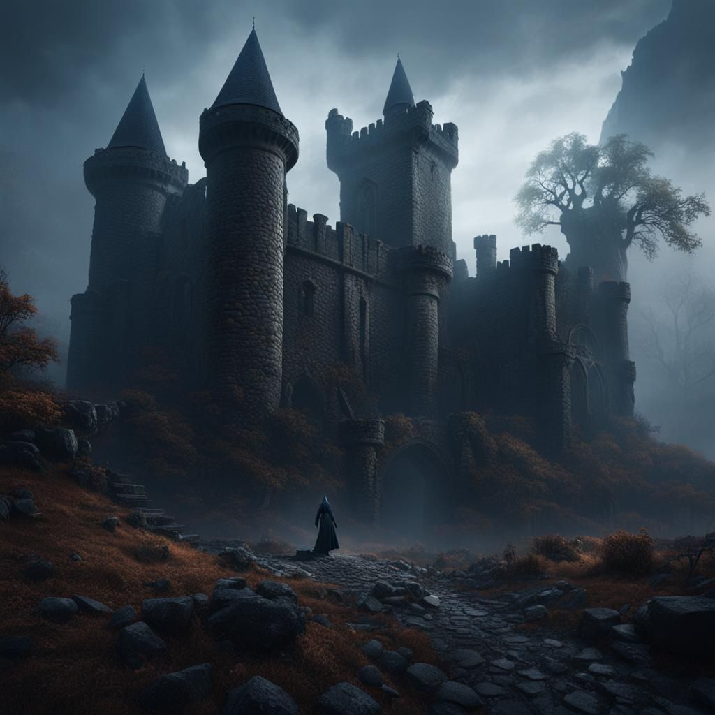 Ghost Girl Crawling Through Castle Ruins