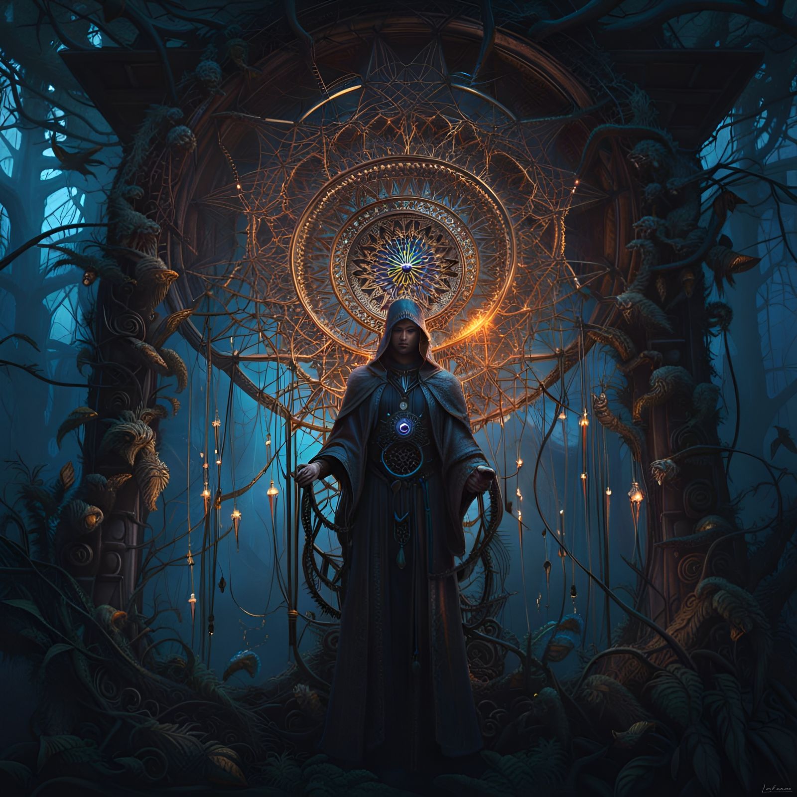 Dream God in a Surreal Web of Light