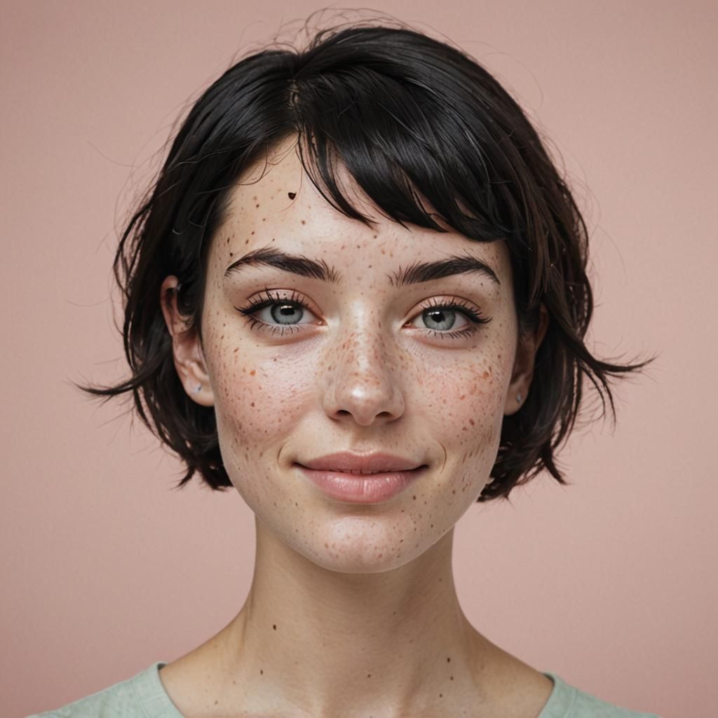 Freckled Woman Portrait in Pastel Tones