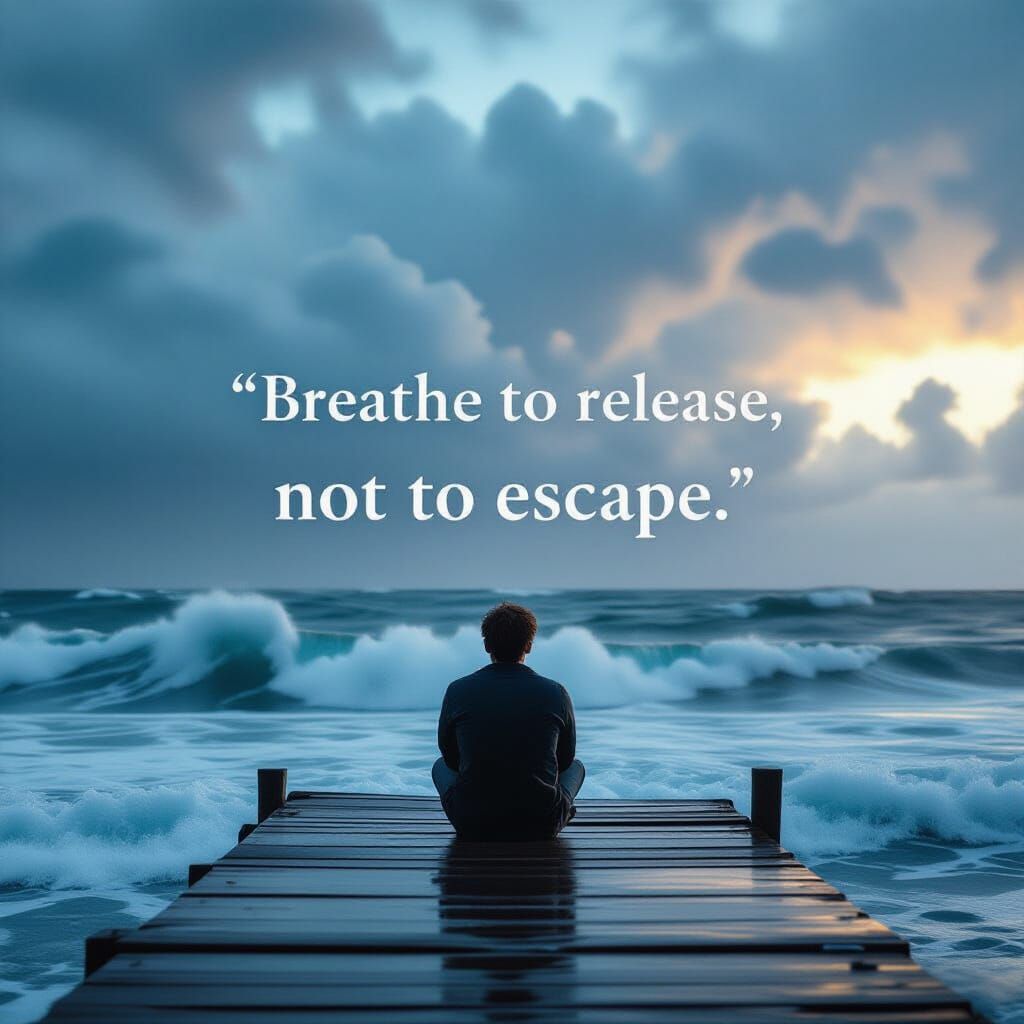 Lone Figure Reflects by Tumultuous Ocean