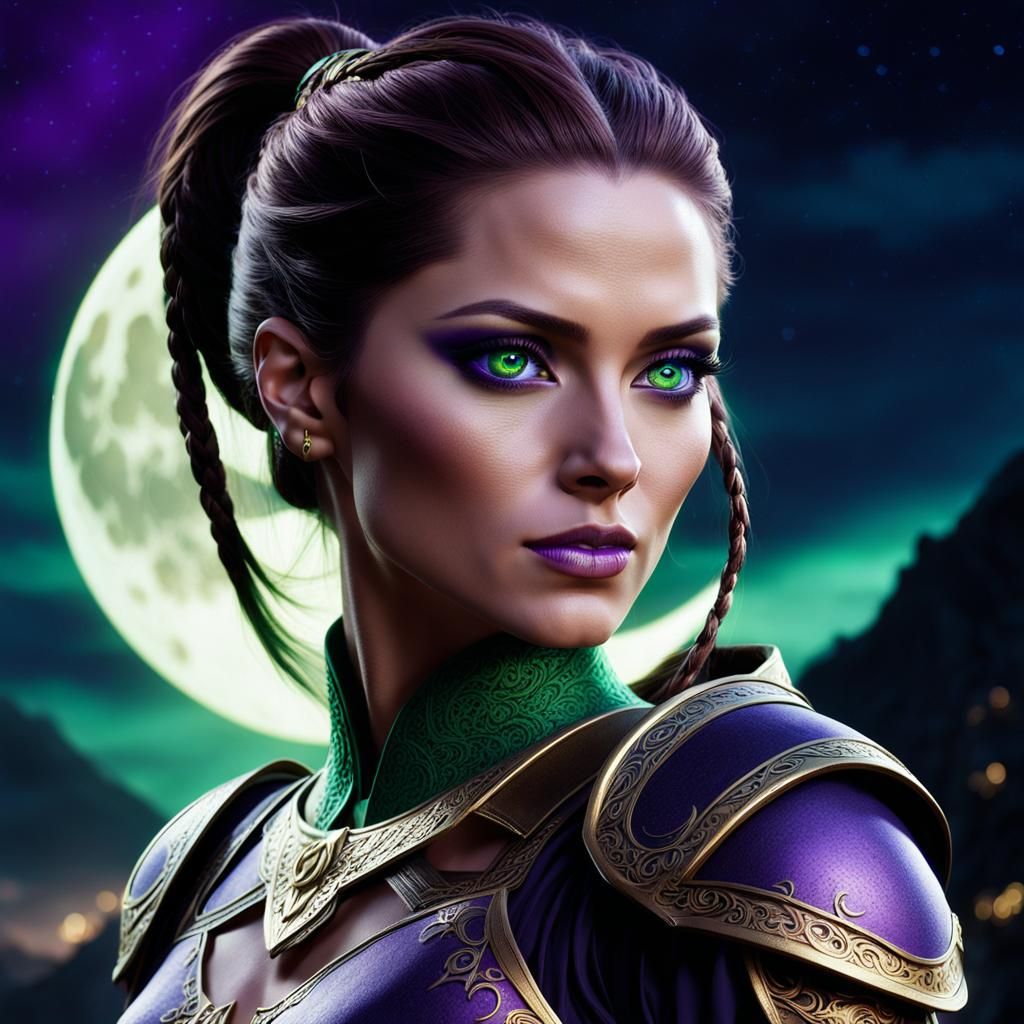 Fantasy Woman Portrait in High-Contrast Lighting