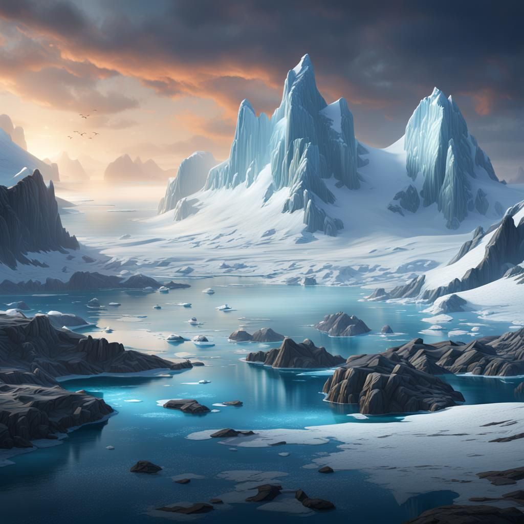 Fantastical Antarctic Landscape in Detailed Matte Painting