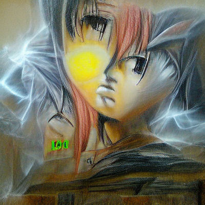 Anime 3D Portrait in Charcoal and Oil