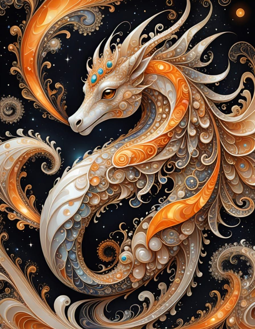 Surreal Mythical Spirit Animal in Cosmic Colors