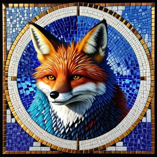 fox made of mosaic of mirror shards