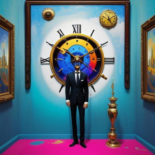 Surrealist Room with Melting Clocks in Fauvist Style