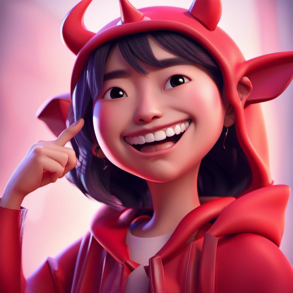 Korean Pop Devil: 3D Digital Art Concept