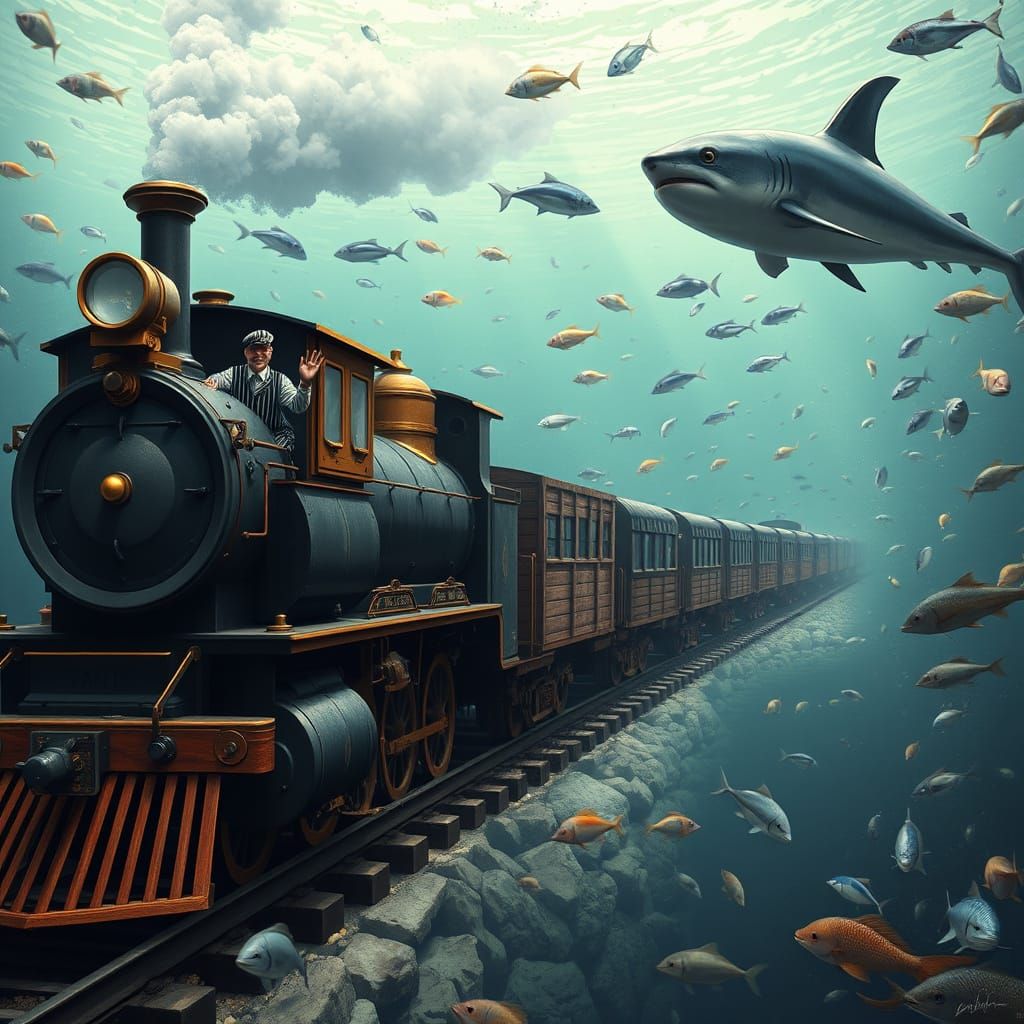 Vintage Steam Locomotives Chug Through Underwater Railway in...