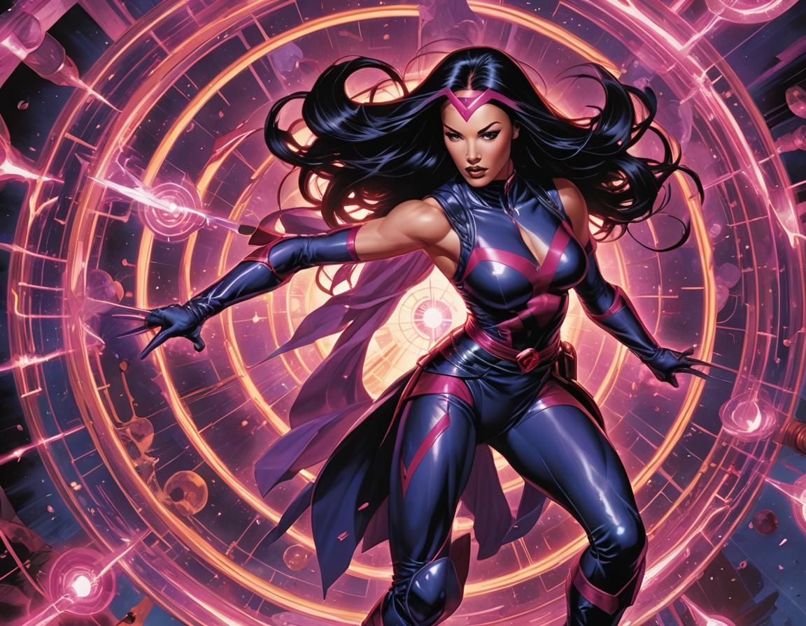 Psylocke: Psychic Warrior in Dynamic Comic Art Style