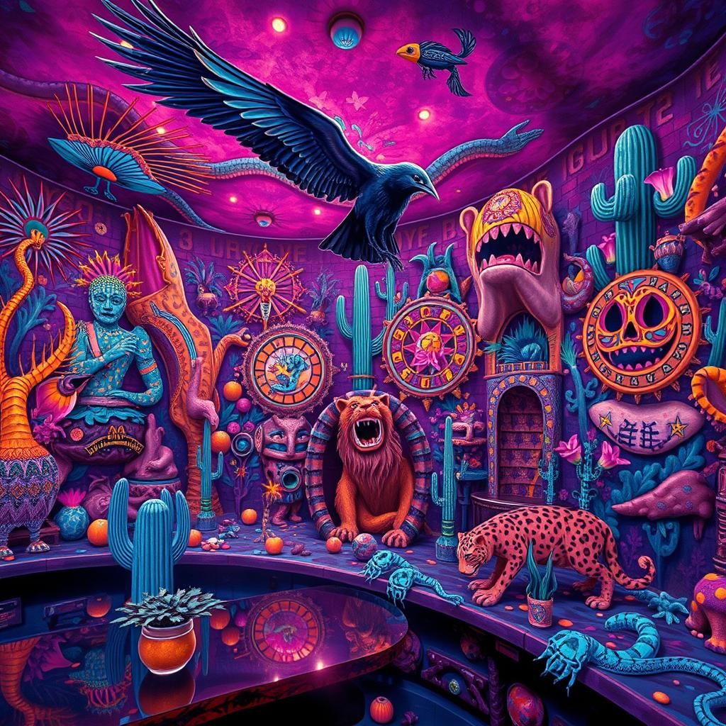 Vibrant Underground Nightclub Inspired by Mexican Folk Art