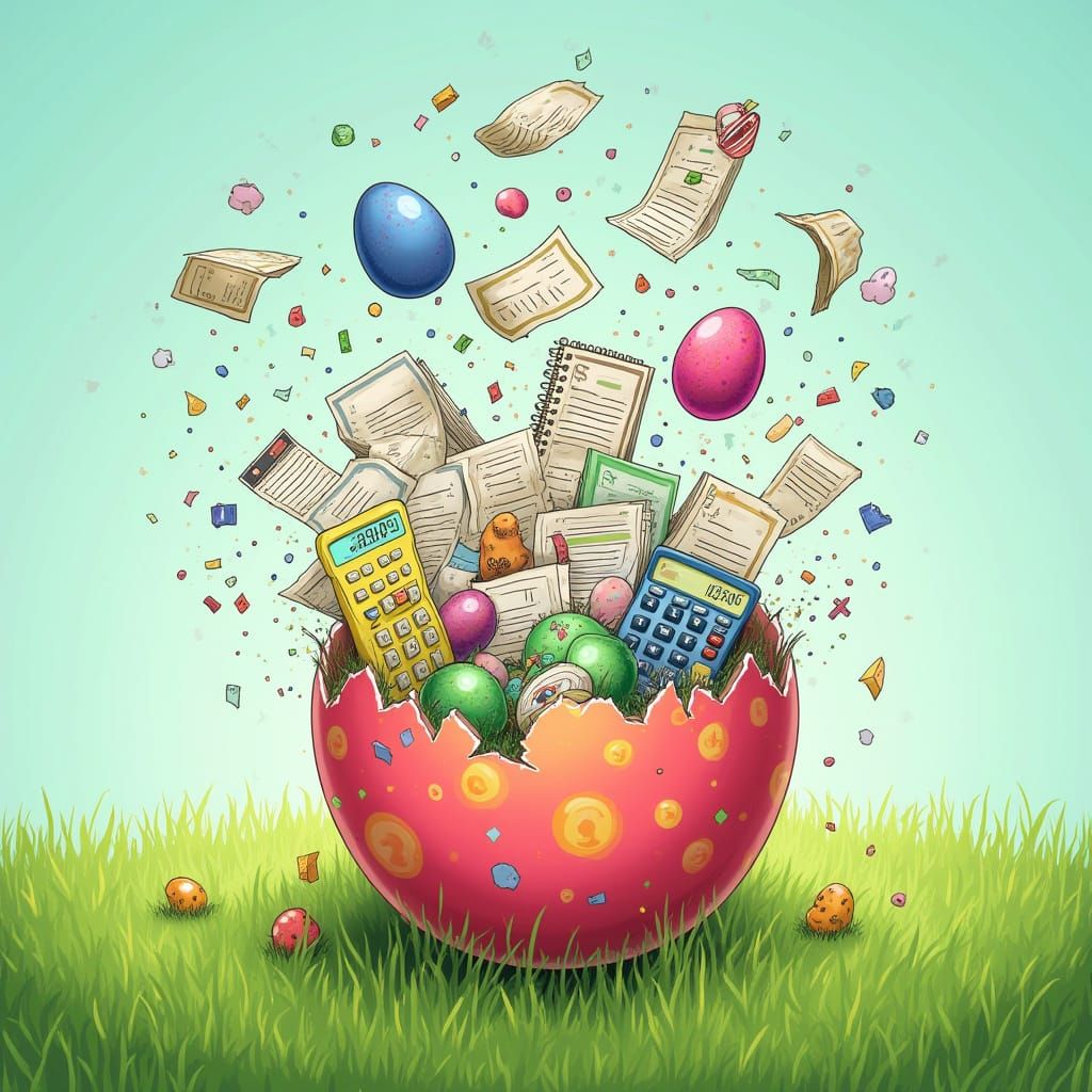 Vibrant Easter Egg Explosion of Accounting Chaos
