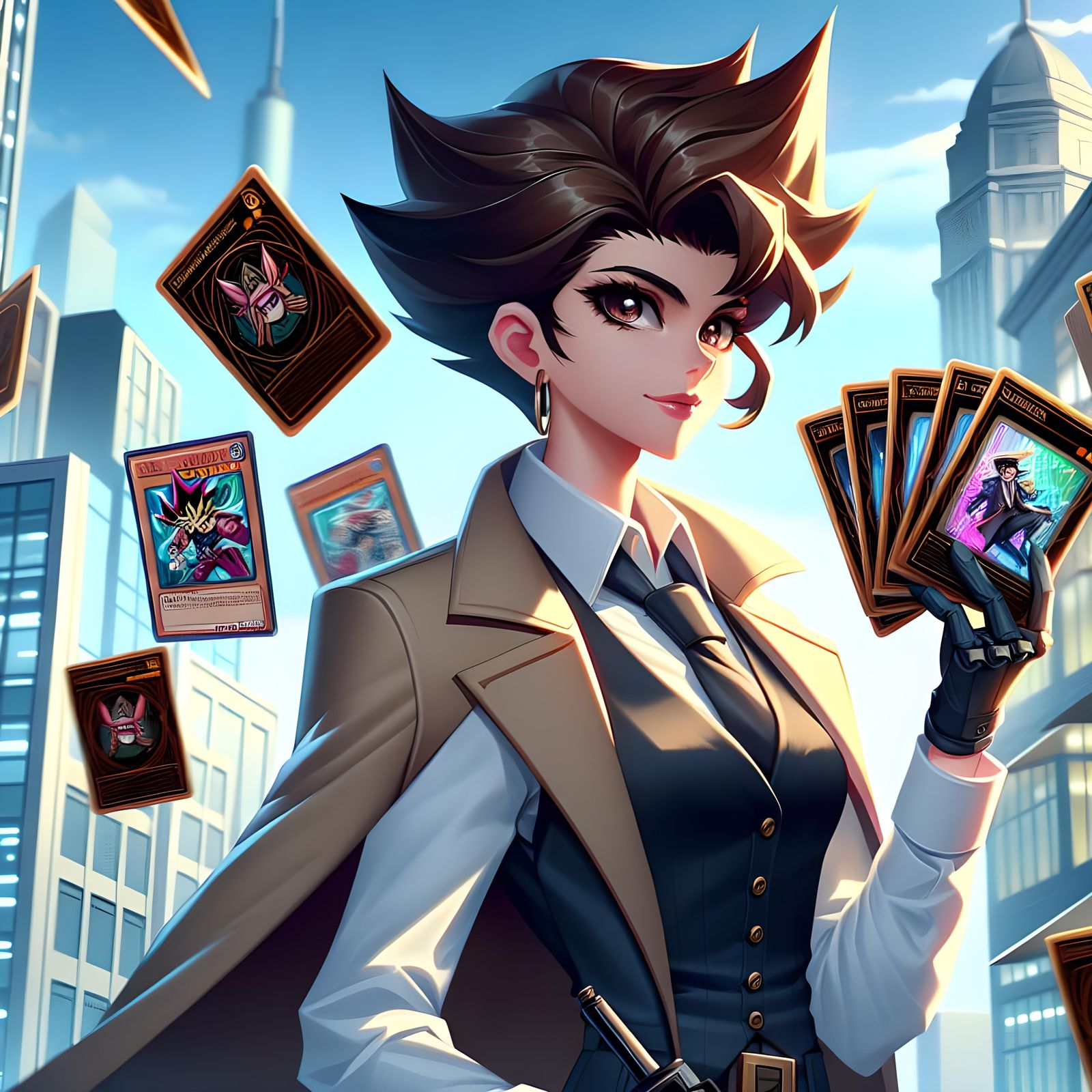 Cardfighting Spy in Anime-Cartoon Fusion Style