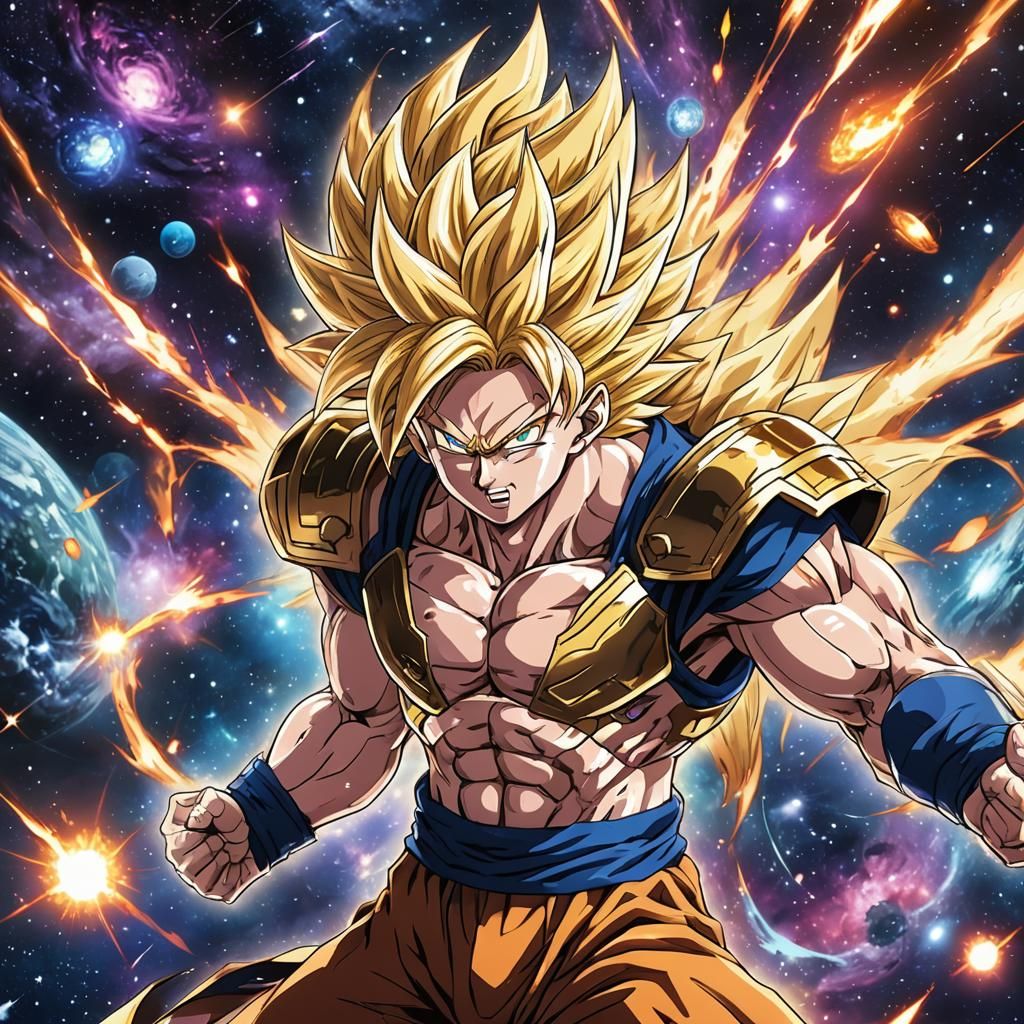 Super Saiyan Galaxy Warrior in Anime Style
