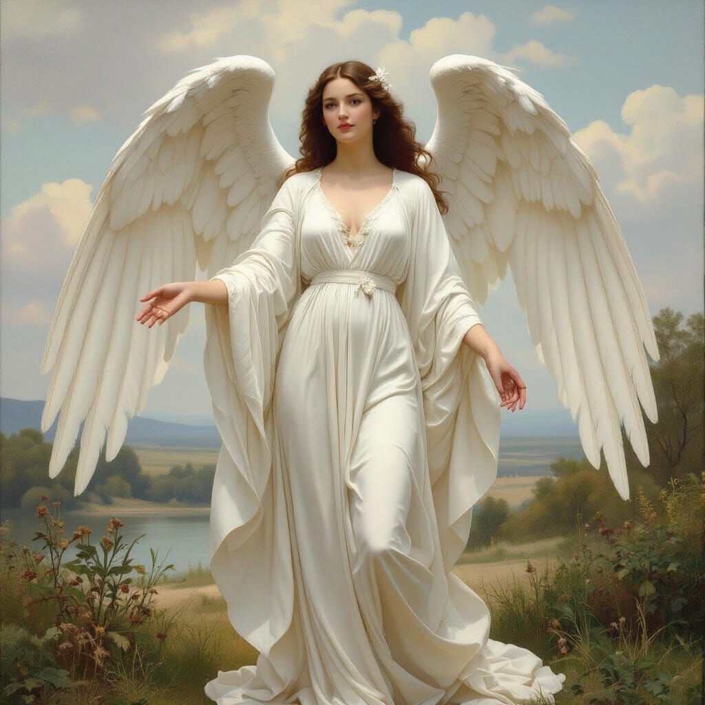Angel Woman in Romantic Realist Style