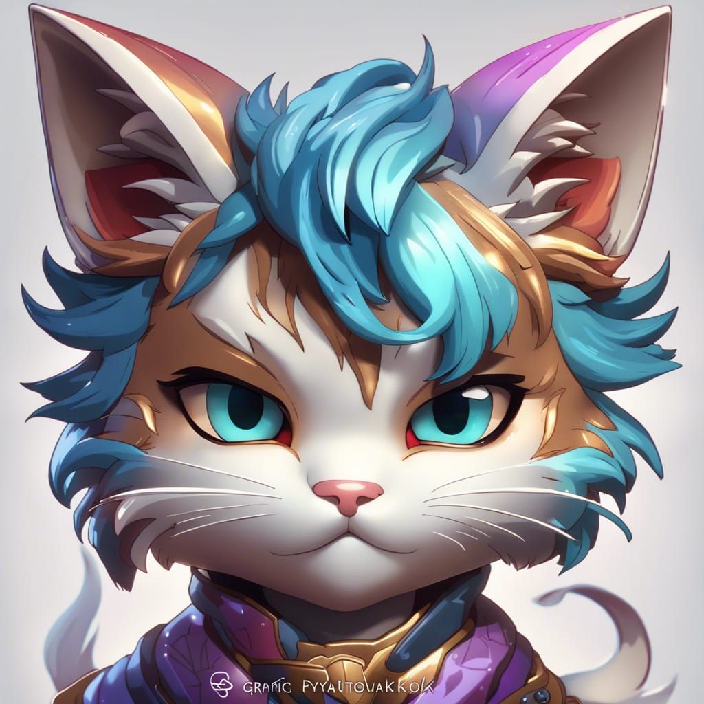 Chibi Bakeneko Portrait in Detailed Digital Art