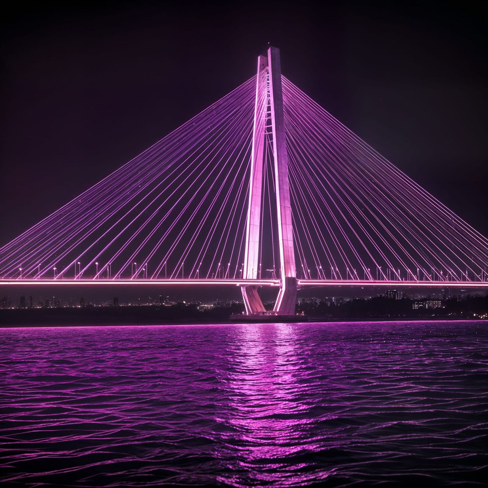 Retrofuturistic Bridge in Neon Hues