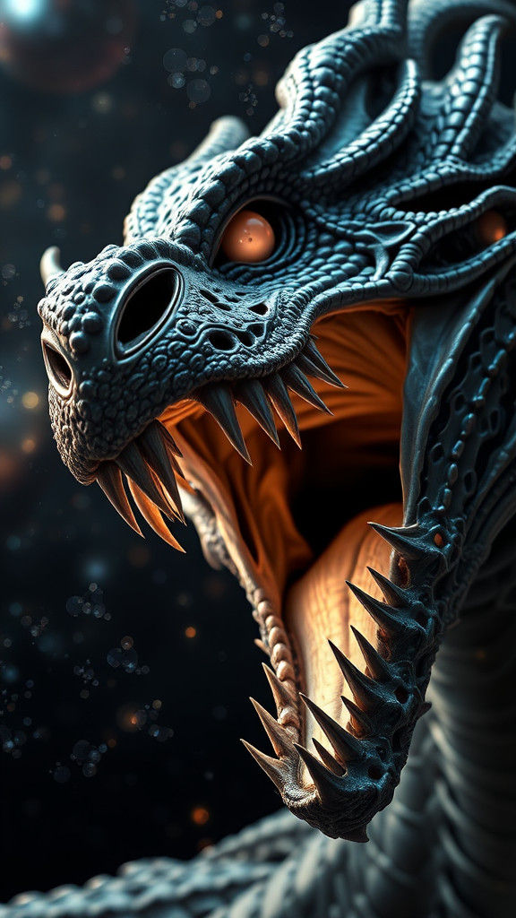 Dragon's Fractal Cataclysm: A Cinematic Galaxy Scene