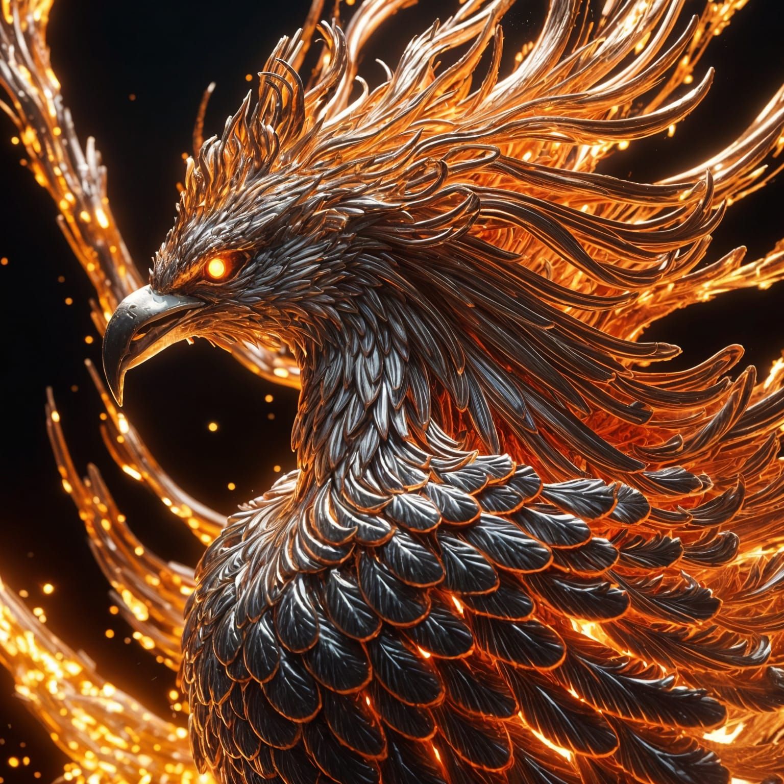 Fiery Phoenix Rising: Molten Metal and Sparks