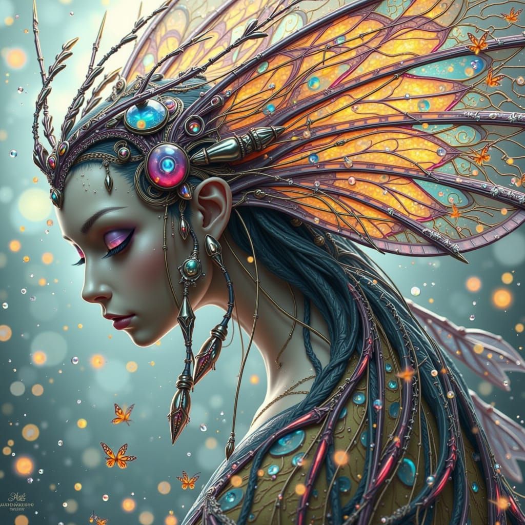 Steampunk Cyberpunk Merman with Ornate Fins