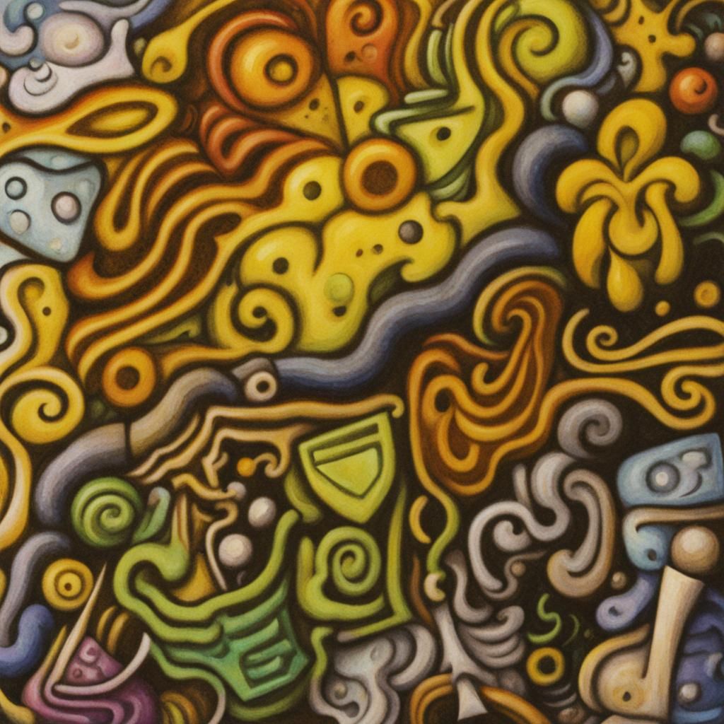 Psychedelic Doodles: Vivid Shapes and Clutter