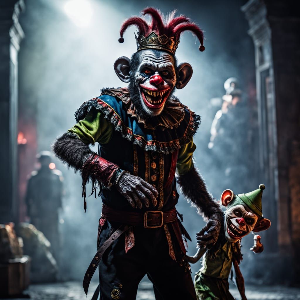 Hyper-Realistic Portrait of a Zombie Monkey Monster Clown