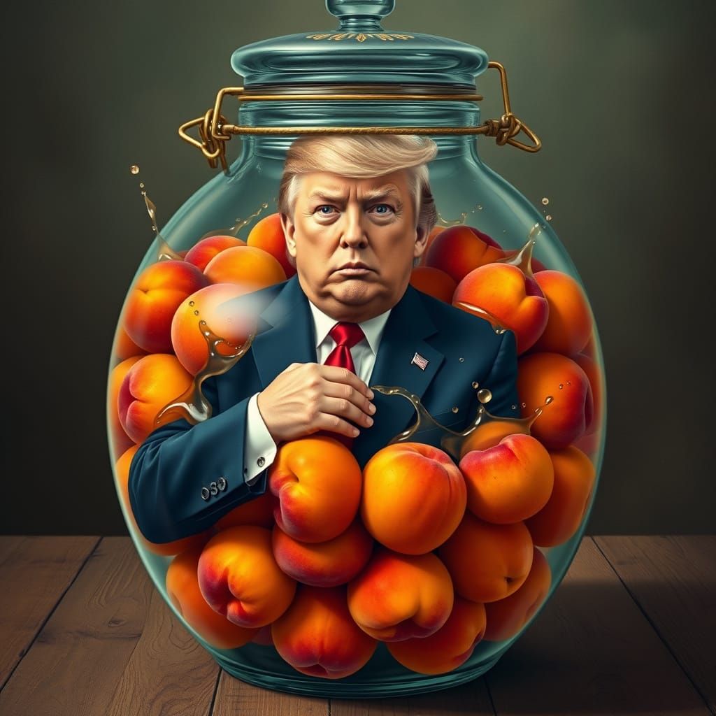 Surrealist Trump Submerged in Peaches, Inspired by Magritte ...