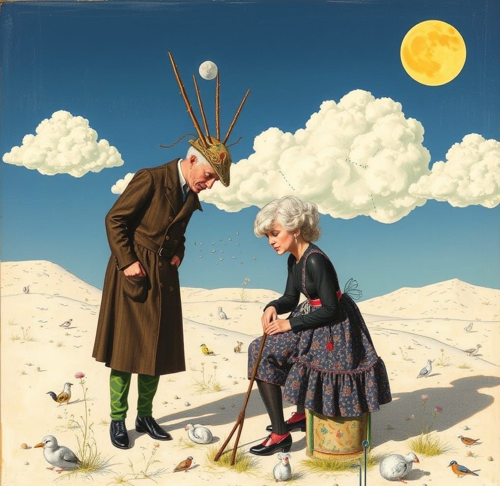 Surreal Abstract Landscape in Mixed Media Style