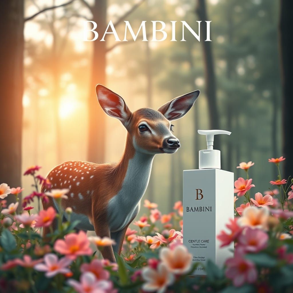 Serene Deer in Lush Forest, Luxury Skincare Inspiration