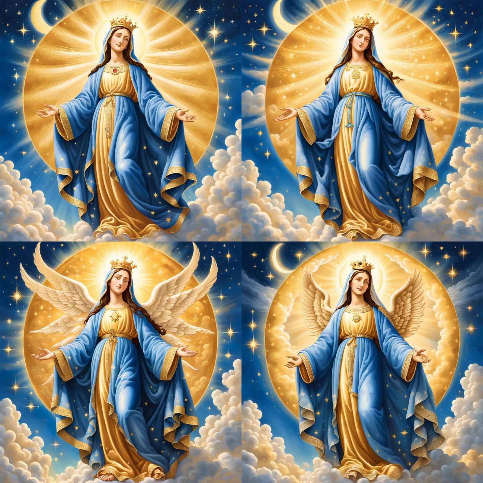 Regal Mary, Mother of God, in Pre-Raphaelite Style