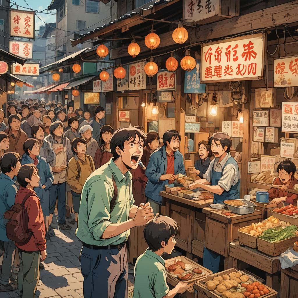 Anime Food Stall Rivalry with Ponchiki for Workers