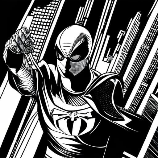 Black and White Spiderman Comic Illustration