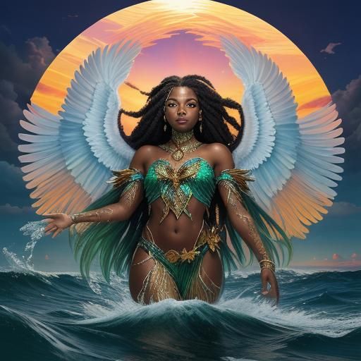 African American Fairy Emerges at Sunrise